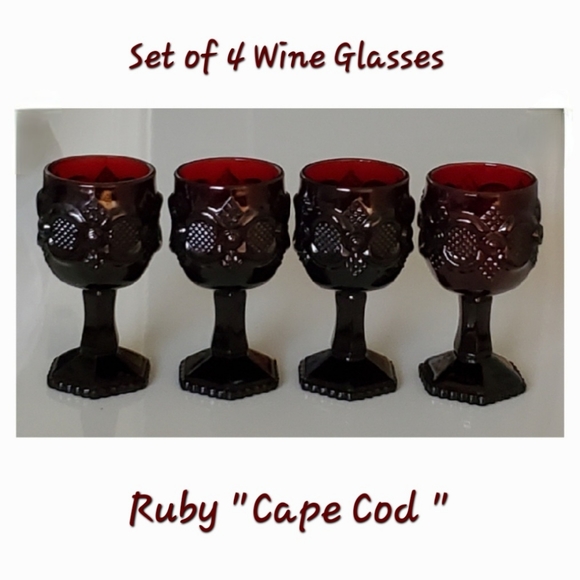 (4) Vntg "Cape Cod Ruby" 4oz Wine Glasses - Picture 10 of 10